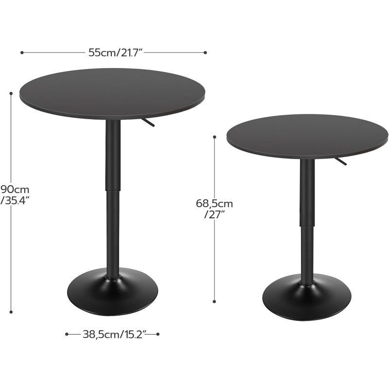 HOOBRO Bar Table, Height-Adjustable Round Pub Table 27-35.4 Inches, Cocktail Table with Sturdy Base, Modern Style, Easy to Assemble, Suitable for Small Space, Black BK58BT01G1 - Image 3