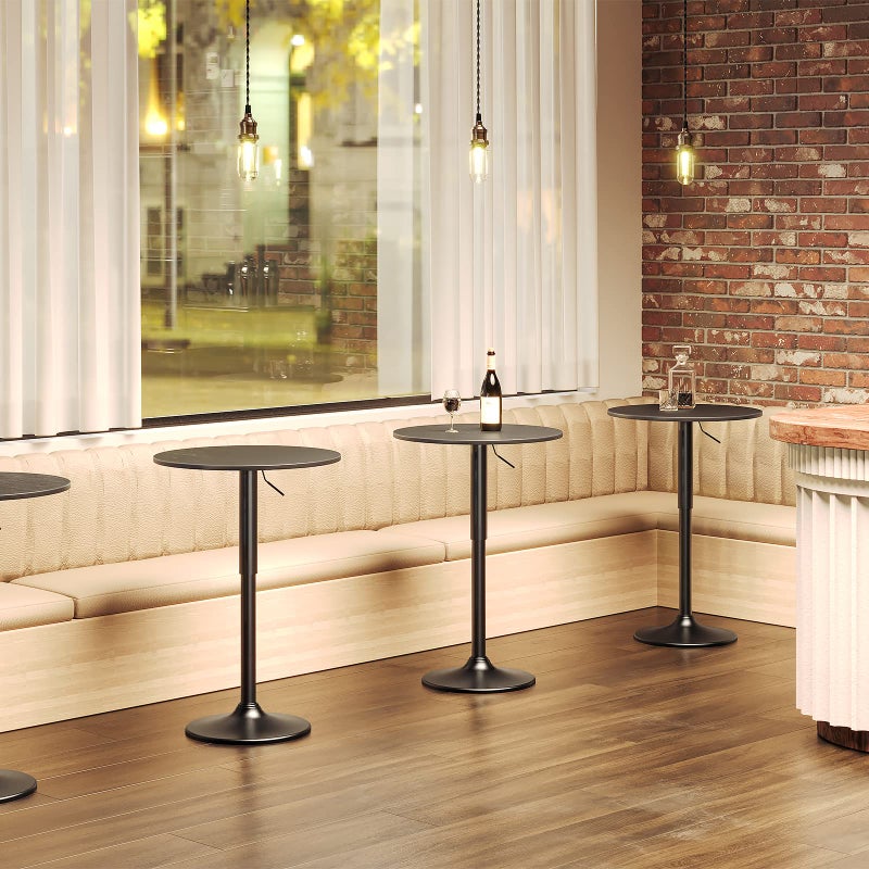 HOOBRO Bar Table, Height-Adjustable Round Pub Table 27-35.4 Inches, Cocktail Table with Sturdy Base, Modern Style, Easy to Assemble, Suitable for Small Space, Black BK58BT01G1 - Image 4
