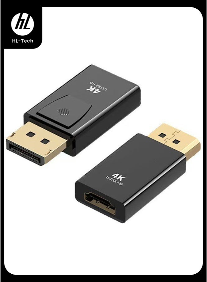 HL-Tech 4K DisplayPort to HDMI Adapter, 2 Pack Uni-Directional DP PC to HDMI Monitor Converter, 4K Ultra HD DP Display Port to HDMI Adapter(Male to Female), Compatible for Lenovo Dell HP and Other Brand - Image 1
