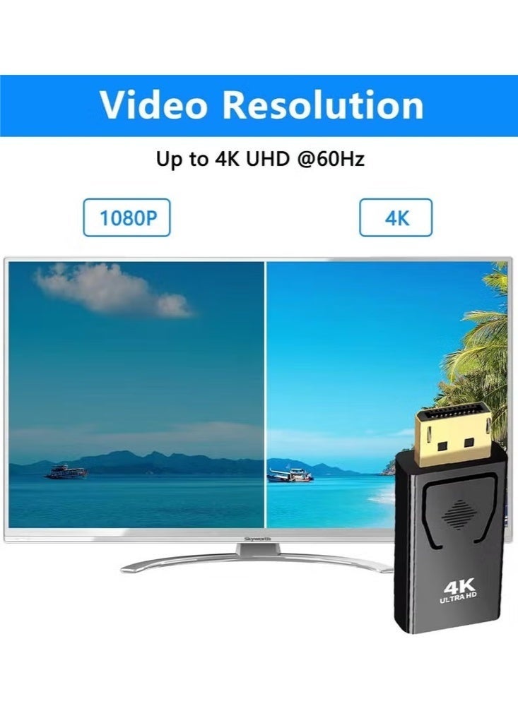 HL-Tech 4K DisplayPort to HDMI Adapter, 2 Pack Uni-Directional DP PC to HDMI Monitor Converter, 4K Ultra HD DP Display Port to HDMI Adapter(Male to Female), Compatible for Lenovo Dell HP and Other Brand - Image 2