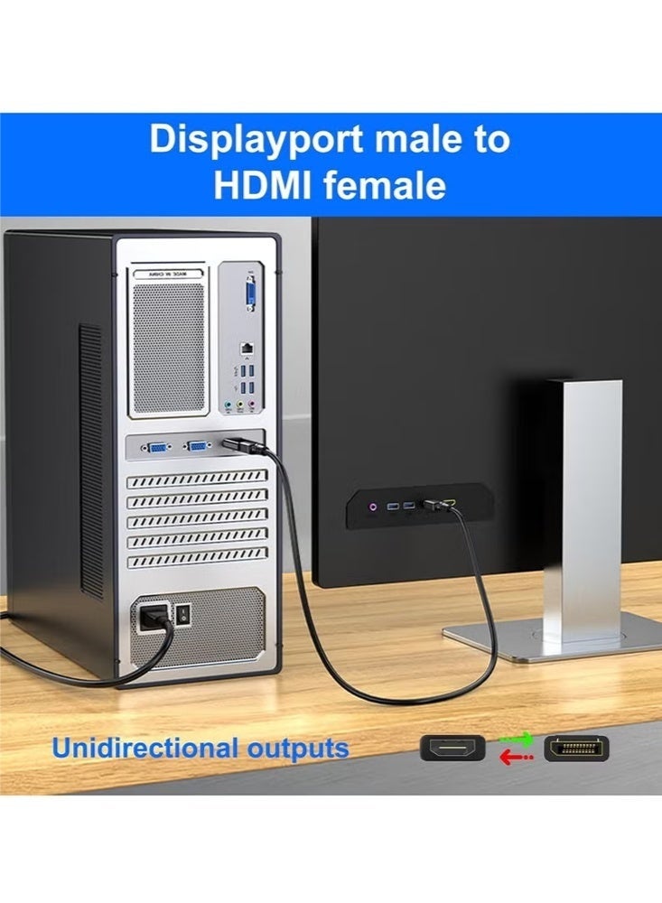 HL-Tech 4K DisplayPort to HDMI Adapter, 2 Pack Uni-Directional DP PC to HDMI Monitor Converter, 4K Ultra HD DP Display Port to HDMI Adapter(Male to Female), Compatible for Lenovo Dell HP and Other Brand - Image 5