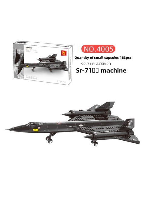 10 Aircraft Armed Helicopter Fighter Wanger 4001 Children Assembled Building Blocks Toys Early Warning-Color:Wg-4005 [sr-71 Blackbird Scout]-Specifications:38*29*7cm
