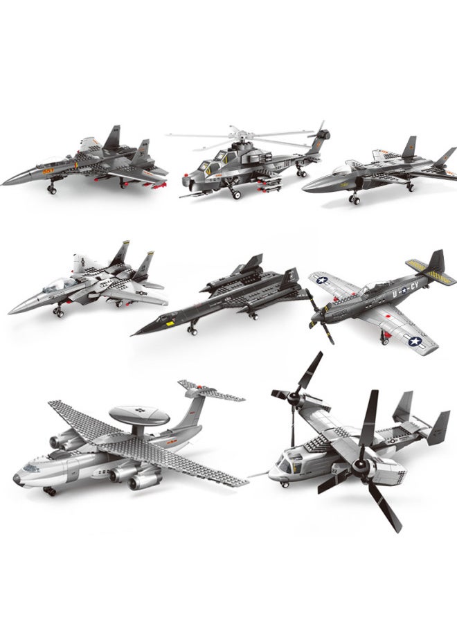 10 Aircraft Armed Helicopter Fighter Wanger 4001 Children Assembled Building Blocks Toys Early Warning-Color:Wg-4005 [sr-71 Blackbird Scout]-Specifications:38*29*7cm