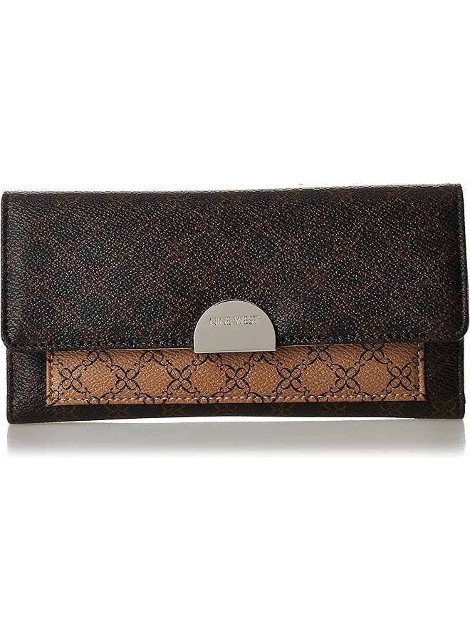 NINE WEST Wildwood Boxed SLG Check Bag Brown Logo Multi - Image 1