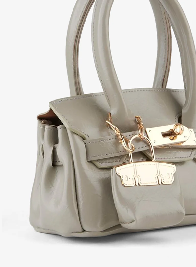 Women's Box Dark Çáğla Charm Gifted Design Twist-Lock Handbag, Arm and Shoulder Bag.
