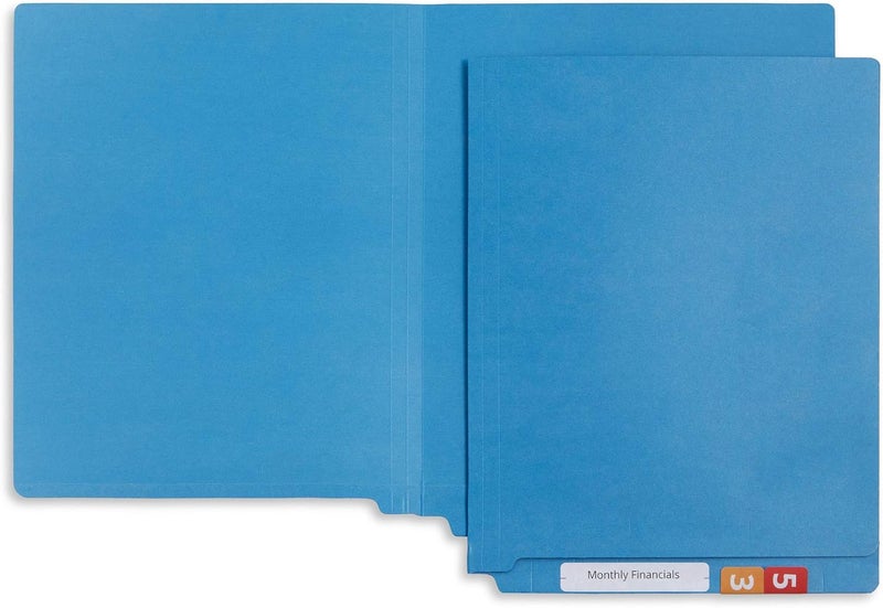 Blue Summit Supplies 100 مجلدات ملفات زرقاء ذات علامة نهاية، مجلدات علامة نهاية، ملفات ذات علامة قطع مستقيم معززة للاستخدام في المكتب، الفصل الدراسي، الأعمال، بحجم رسالة، أزرق، عبوة 100 - Image 4