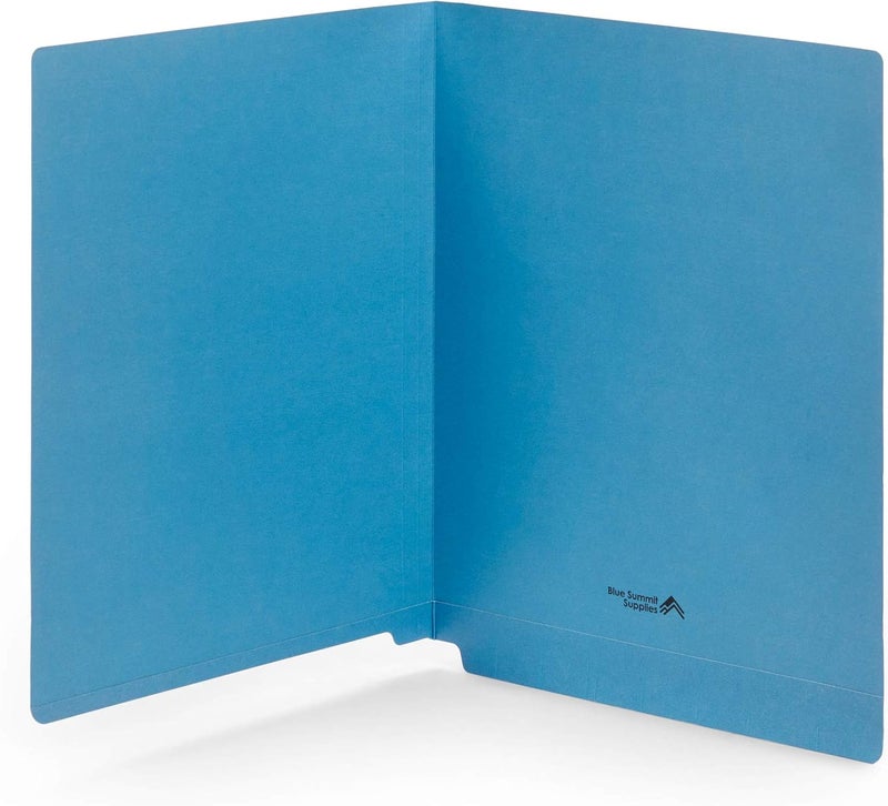Blue Summit Supplies 100 مجلدات ملفات زرقاء ذات علامة نهاية، مجلدات علامة نهاية، ملفات ذات علامة قطع مستقيم معززة للاستخدام في المكتب، الفصل الدراسي، الأعمال، بحجم رسالة، أزرق، عبوة 100 - Image 1