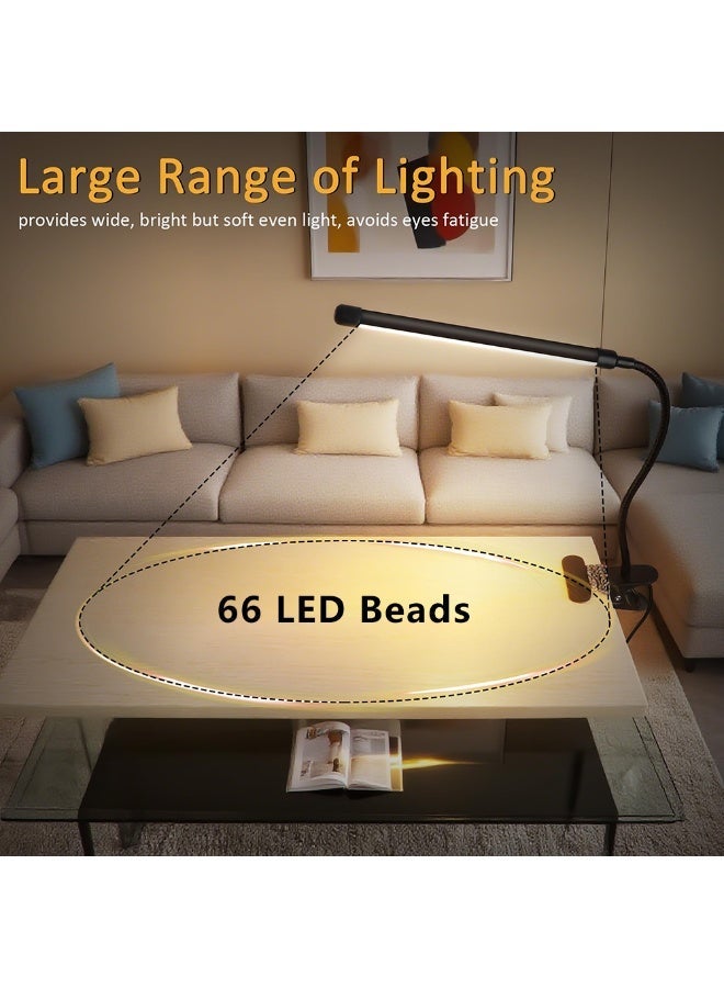 FDTY LED Desk Lamp with Clamp, 3 Color Modes 10 Brightness Dimmable Clip On Light, Flexible Gooseneck USB Eye Caring Desk Light for Home Office Dorm Reading Nail Black - Image 4