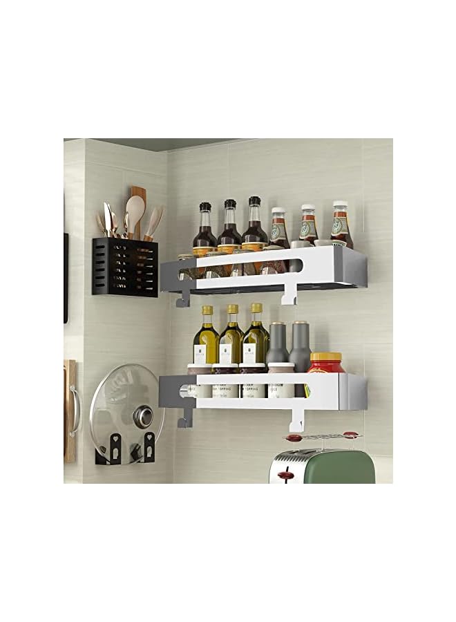 Raxoom Shower Shelf for Bathroom 1-Pack, Rustproof 304 Stainless Steel Bathroom Storage-Organizer With 2 Removable Hooks，Wall Mounted Shower Basket for Kitchen (Rectangle) - Image 5