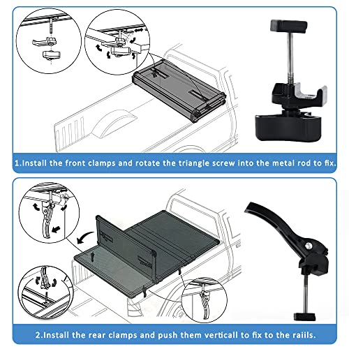 PQY Truck Tonneau Cover Replacement Installation Accessory for Hard Tri-fold Tonneau Cover Include Rear Clamp Front Clamp T-Bolts - Image 5