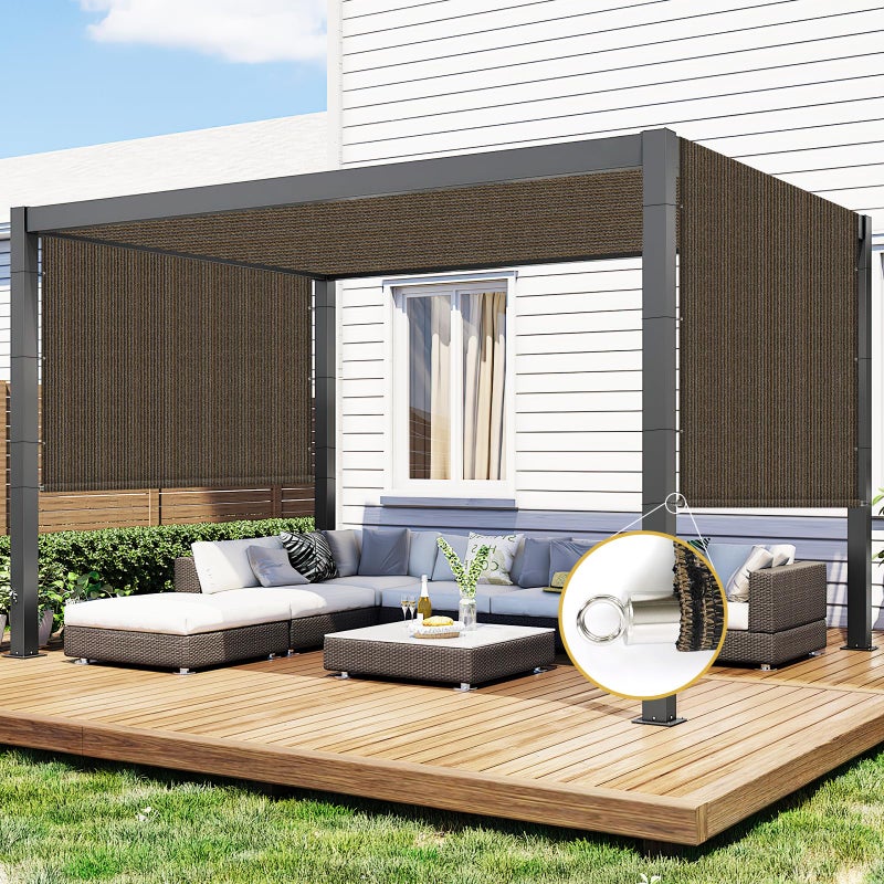 Shade&Beyond 10'x16' Pergola Shade Cover with Weighted Rods & Grommets, 90% UV Block Outdoor Sun Shade Cloth Canopy Replacement Cover for Patio Porch, Mocha - Image 1