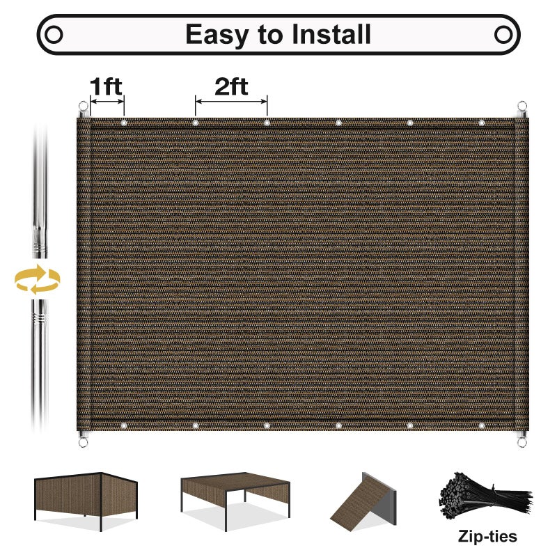 Shade&Beyond 10'x16' Pergola Shade Cover with Weighted Rods & Grommets, 90% UV Block Outdoor Sun Shade Cloth Canopy Replacement Cover for Patio Porch, Mocha - Image 5