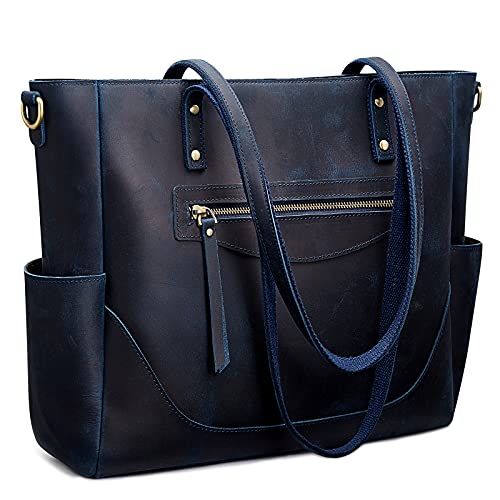 S-ZONE Genuine Leather Tote Bag for Women Large Shoulder Purses Work Handbags with Crossbody Strap Vintage - Image 1