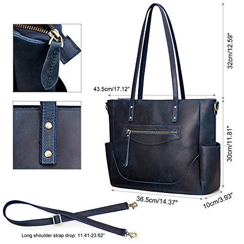 S-ZONE Genuine Leather Tote Bag for Women Large Shoulder Purses Work Handbags with Crossbody Strap Vintage - Image 4
