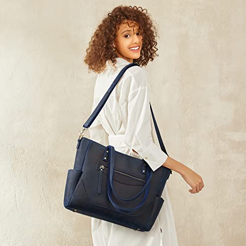 S-ZONE Genuine Leather Tote Bag for Women Large Shoulder Purses Work Handbags with Crossbody Strap Vintage - Image 2