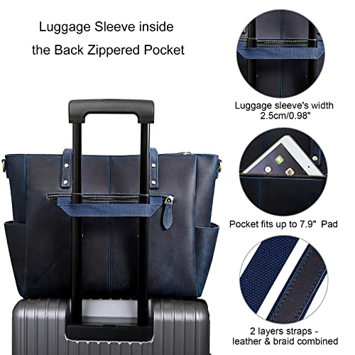 S-ZONE Genuine Leather Tote Bag for Women Large Shoulder Purses Work Handbags with Crossbody Strap Vintage - Image 5