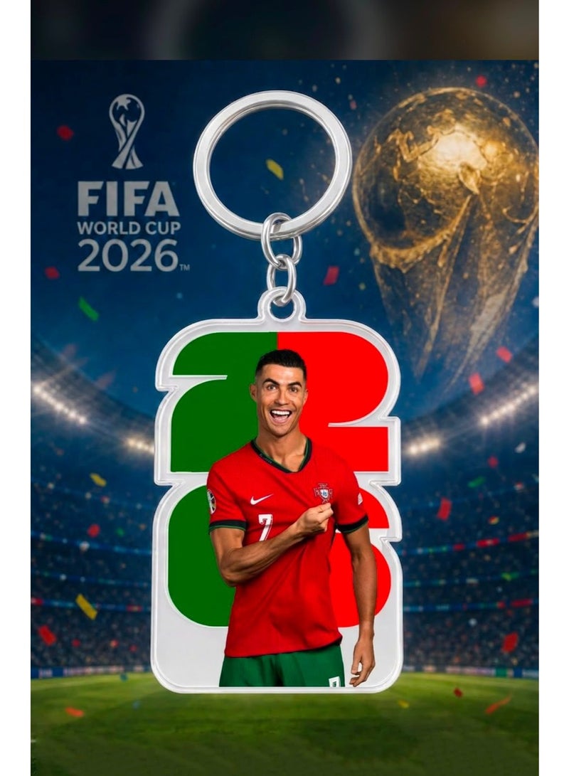 Dreamzon 2026 Football World Cup Acrylic Keychains - Cristiano Ronaldo Portugal CR7 Souvenir Keyring, Soccer Fan Gift Bag Pendant - Image 1