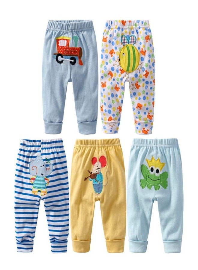 Monvecle Unisex Baby Multi Pieces Newborn to Toddler Cotton Long Pants Shorts Gift Sets (US, Age, 18 Months, 5pcs Random Color -Boy Pants) - Image 1
