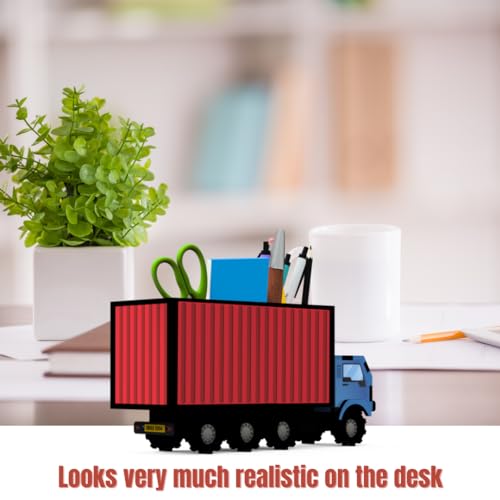 MakerTech Gifting Wooden Mini Truck Pen Stand | Pencil Holder | Desk Organizer | New Office Gift | Unique Gift for Colleagues | Gift for Friend | Gift for Teacher | Gift for Kids | Stylish Home Decor Gift (Red & Blue) - Image 3