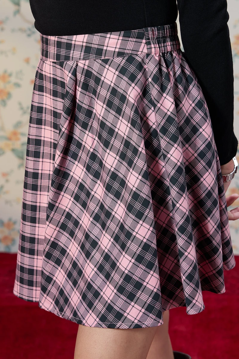Virgio Cotton Checked Brunchwear Skirts for Women