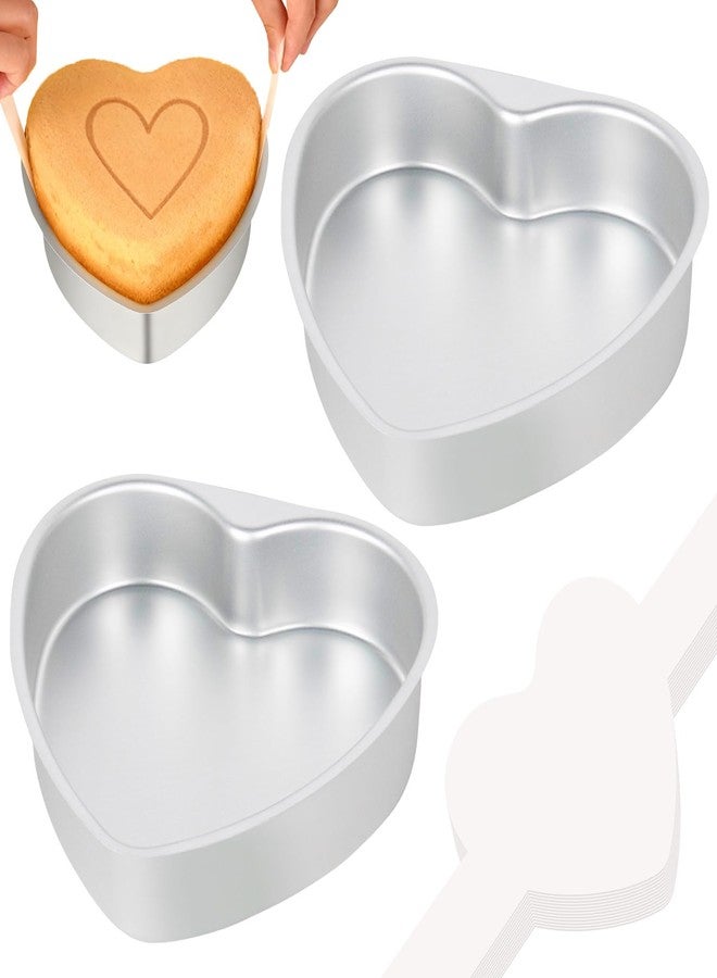 BakerChef 8 Inch Heart Shaped Cake Pan Set of 2, Aluminum Heart Cake Pans with 80 PCS Parchment Paper, Nonstick Cake Baking Molds for Birthday, Wedding, Valentine's Day - Image 1