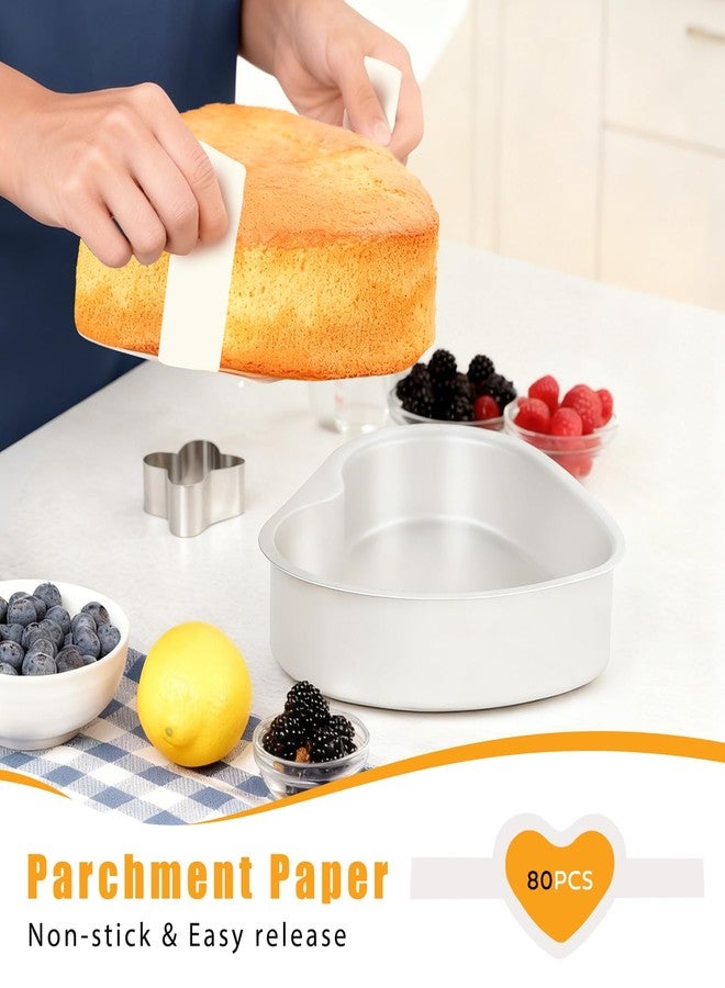 BakerChef 8 Inch Heart Shaped Cake Pan Set of 2, Aluminum Heart Cake Pans with 80 PCS Parchment Paper, Nonstick Cake Baking Molds for Birthday, Wedding, Valentine's Day - Image 2