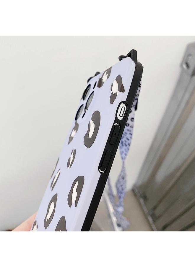 Zaboon Case For iPhone 11 Cat Ear Leopard Print TPU Straight Edge Protective Case with Lanyard - Image 4
