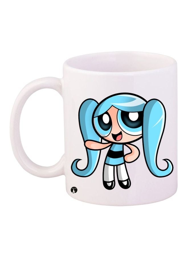 RYN Power Puff Girl Printed Coffee Mug White/Blue/Black 11ounce