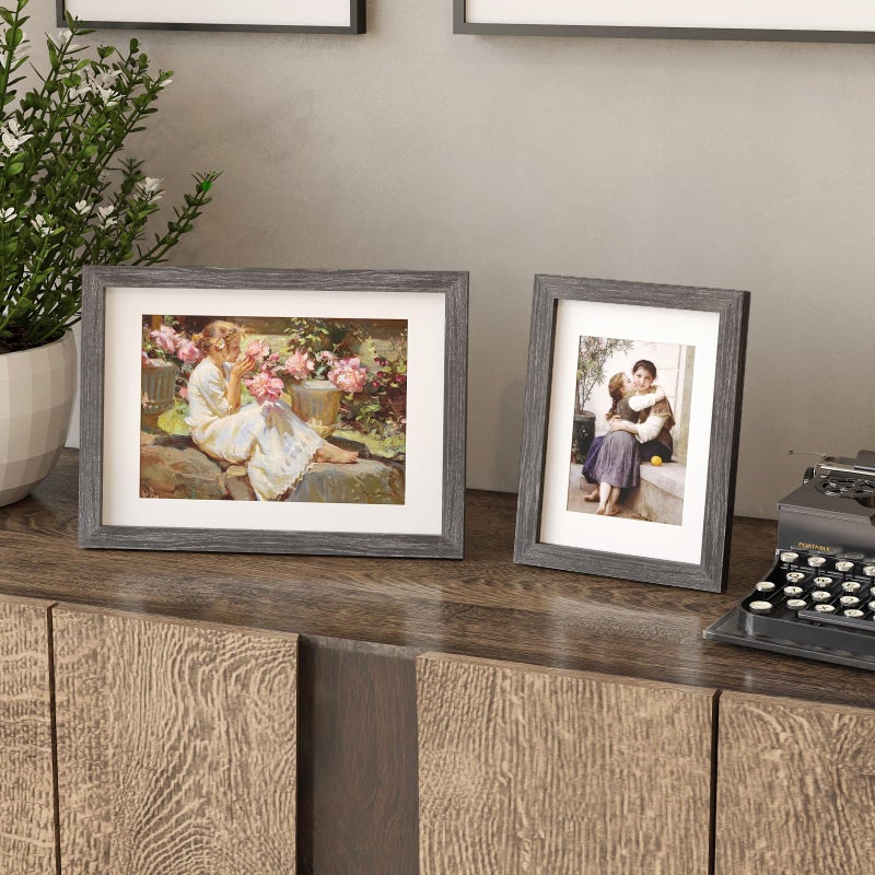 KINLINK A4 Picture Frame  Ash Black Solid Wood Frames with Acrylic Plexiglass for Pictures A5 with Mat or A4 without Mat  Tabletop and Wall Display Photo Frame 4 Pack - Image 3