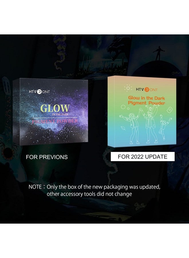 HTVRONT Glow in The Dark Pigment Powder (12 colors, 0.7 oz / 20 g Each), Glow in The Dark Resin Pigment with UV Lamp, Glow in the Dark Mica Powder for Epoxy Resin, Acrylic Nails, Bath Bomb, etc. - Image 1