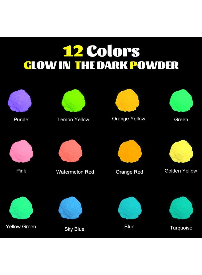 HTVRONT Glow in The Dark Pigment Powder (12 colors, 0.7 oz / 20 g Each), Glow in The Dark Resin Pigment with UV Lamp, Glow in the Dark Mica Powder for Epoxy Resin, Acrylic Nails, Bath Bomb, etc. - Image 3