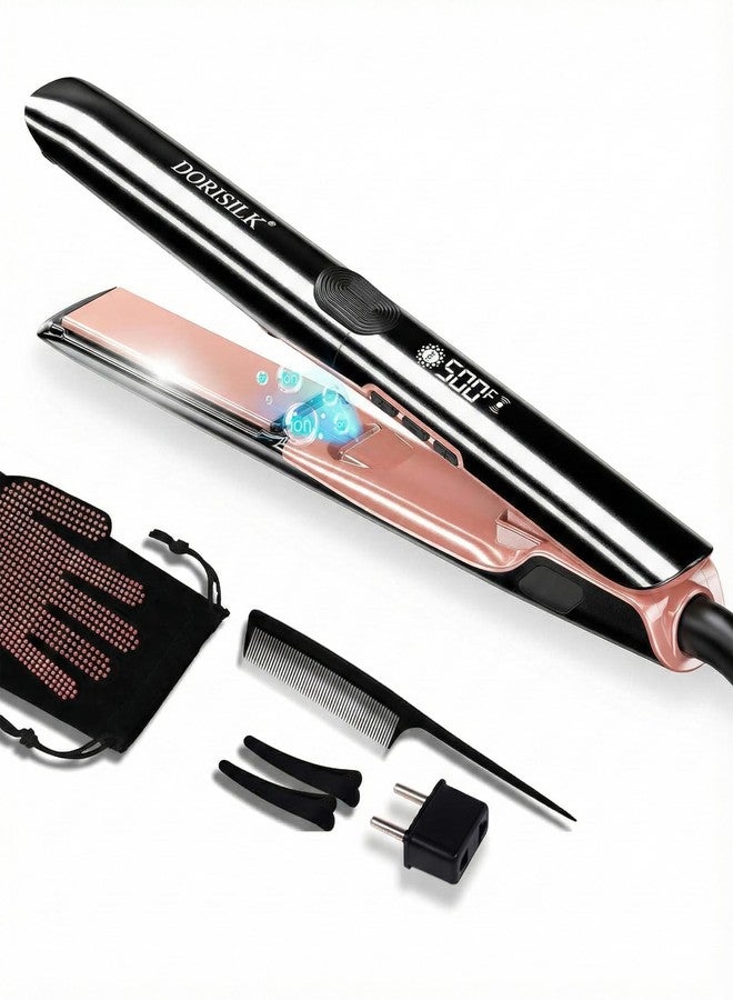 DORISILK 500 Degree High Temp Professional Hair Straightener，30s Fast Heating Ceramic Flat Iron ，2 in 1 Hair Straightener and Curler，Plasma Flat Iron Get Frizz-Free ，Dual Voltage for Travel Using - Image 1