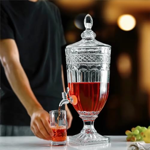 Sivlnian 2Pcs Drink Dispensers for Parties, 0.8 Gallon Glass Beverage Dispenser with Glass Lid and Stainless Steel Spigot, Clear Crystal Beverage Dispenser for Parties, Weddings and Bar Decoration (2 PCS) - Image 2