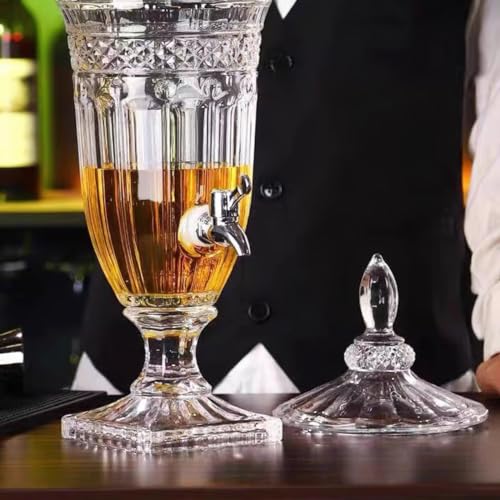 Sivlnian 2Pcs Drink Dispensers for Parties, 0.8 Gallon Glass Beverage Dispenser with Glass Lid and Stainless Steel Spigot, Clear Crystal Beverage Dispenser for Parties, Weddings and Bar Decoration (2 PCS) - Image 3