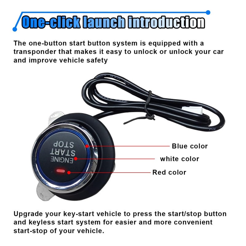 BDZMC Car Push Engine Start Button Kit, Upgrade Push to Start Ignition Kit, Smart Keyless Go System for Most DC12V Cars - Image 3