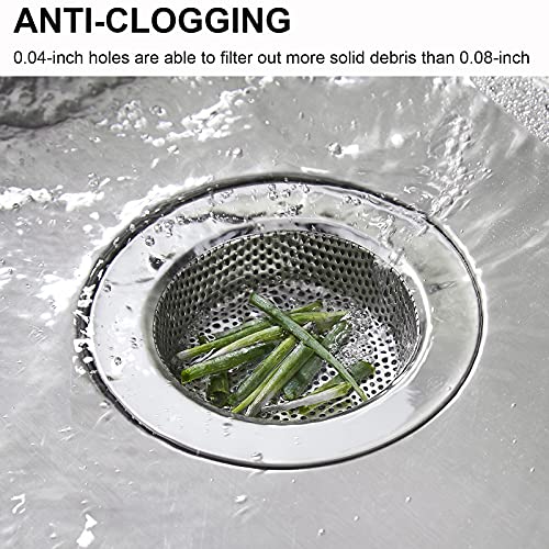 LASSHSWA 2 Pcs Kitchen Sink Strainer Stainless Steel, Mesh and Punching, Kitchen Sink Drain Strainer, Sink Strainers with Large Wide Rim 4.5" Diameter for Kitchen Sinks - Image 4