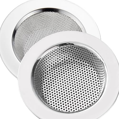 LASSHSWA 2 Pcs Kitchen Sink Strainer Stainless Steel, Mesh and Punching, Kitchen Sink Drain Strainer, Sink Strainers with Large Wide Rim 4.5" Diameter for Kitchen Sinks - Image 1