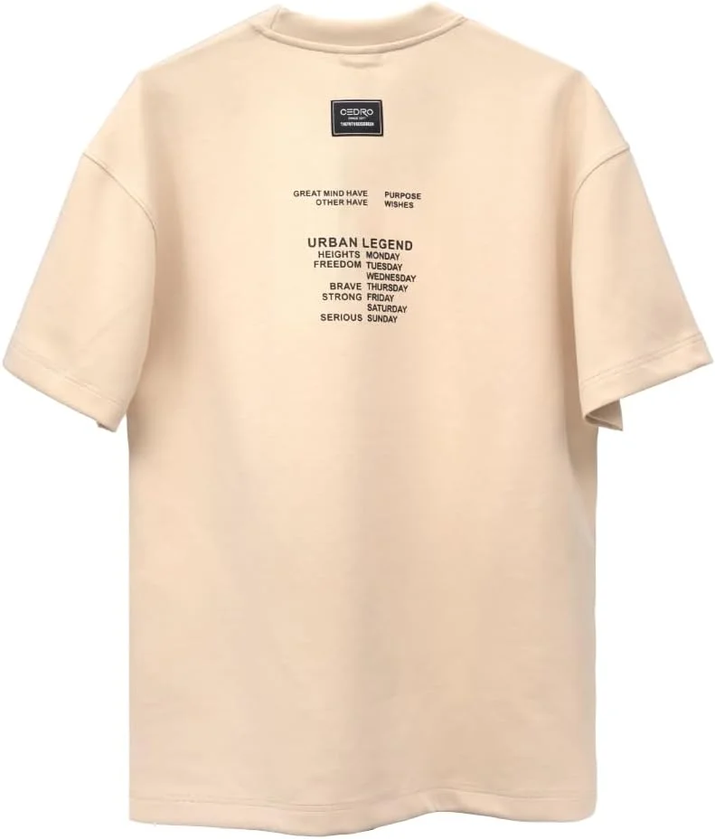 Cedro Cedro Men's Oversize Graphic Tee in Beige with Inspirational Print