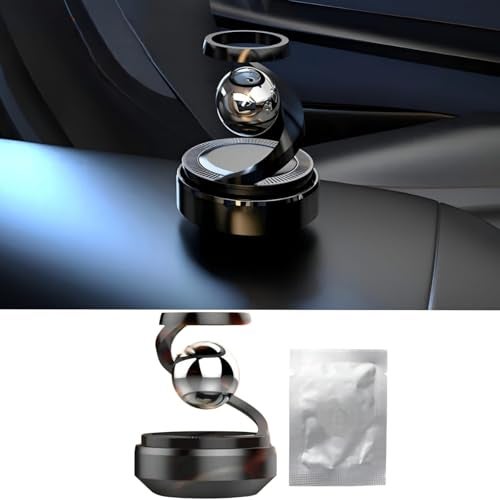 DETACHI Solar Powered Car Air Diffuser–Refillable Rotating Dashboard Air Perfume Purifier for Cars, Aromatherapy Decor, Autorotation Accessories for Car Interior, Levitating Fragrance Diffuser-Black - Image 1