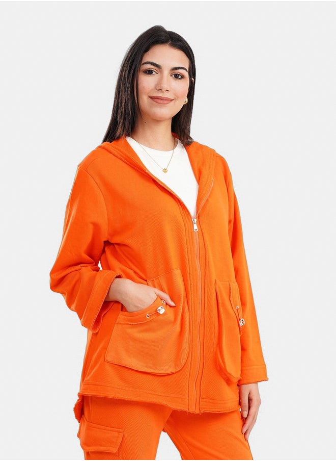 Clue - Front Zipper Hooded Jacket - Image 1