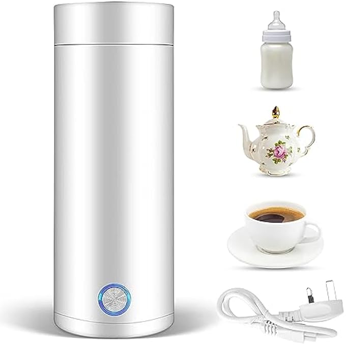 Molor Electric Portable Travel Kettle 3 In 1 Mini Electric Heating Cup 400Ml Stainless Steel Travel Heating Mug Fast Boil And Auto Shut Off Hot Water Heater Thermos For TeaCoffeeMilk - Image 1