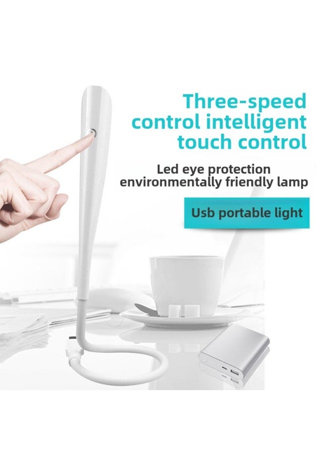 ماركة غير محددة - مصباح ليلي USB LED لحماية العين بمنفذ USB ومصباح مكتبي قوي للكمبيوتر ومصباح صغير محمول وموفر للطاقة في السكن - لون ساخن: أبيض مطور - ضوء بثلاث سرعات قابلة للتعديل (مفتاح لمس) - Image 1