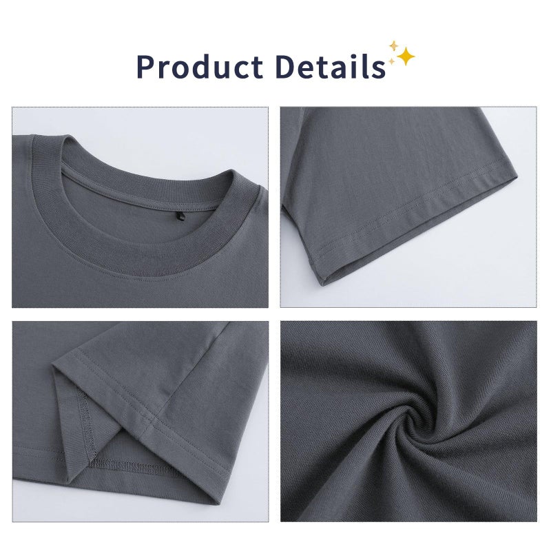 SnowElve 3 Pack Mens Oversized T-Shirts Fashion Loose Fit Crewneck Tshirt Streetwear Heavyweight Short Sleeve Tee Shirt Gym Workout Tops(BLGYBK,L) - Image 5