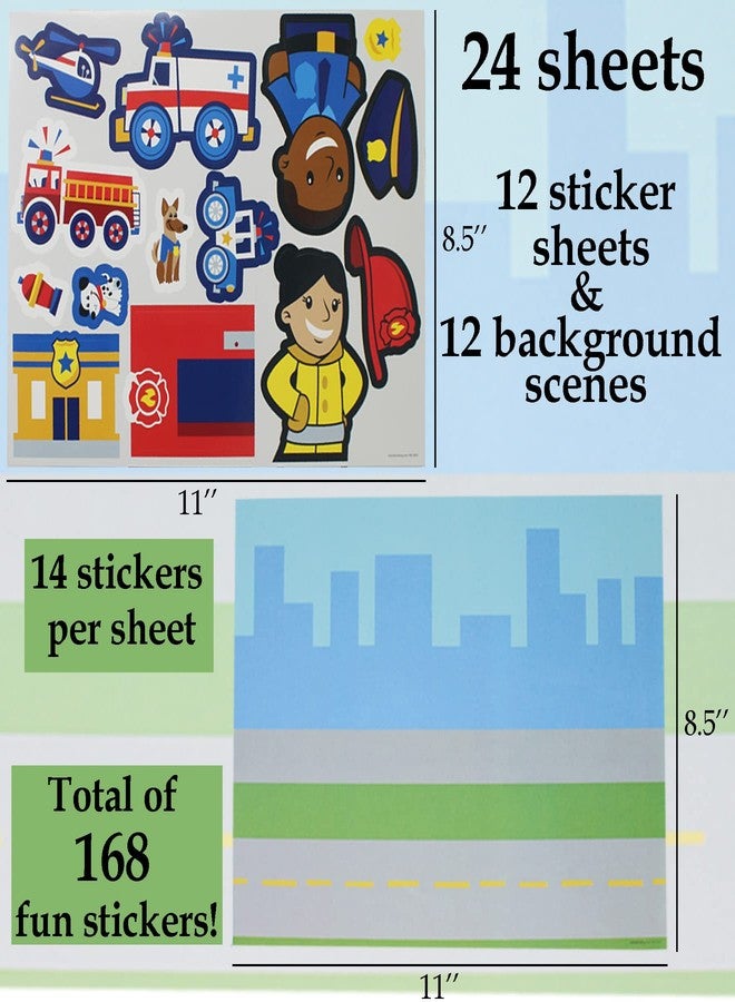 Tribello Make Your Own Sticker Scene - 12 Kit Rescue Team DIY Stickers for Kids Activities DIY Party Favors Rescue Police Fire Birthday Party Favors - Stationary Arts & Crafts Kids Craft Activities - Image 2