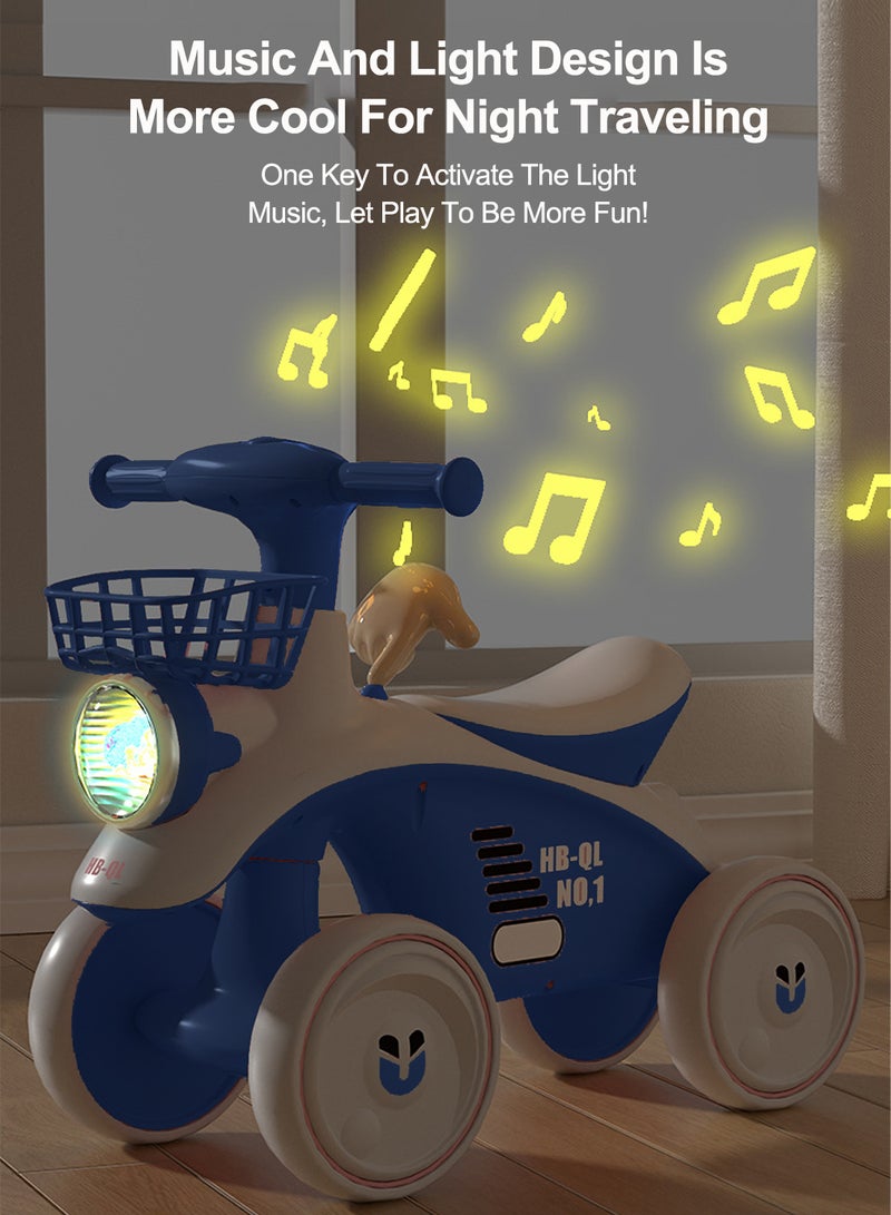 MaBaby Kids Balance Bike with Music and Light, 4-Wheel Twisting Bike with Basket Balance Bike, for 1-3 Years old Boys Girls Baby and Toddler - Image 5