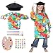 Keymall Artist Costume for Kids 5 Pcs Painter Costume With Beret Smock Palette Stickers For Halloween Career Day Dress Up Multicolor - Image 3