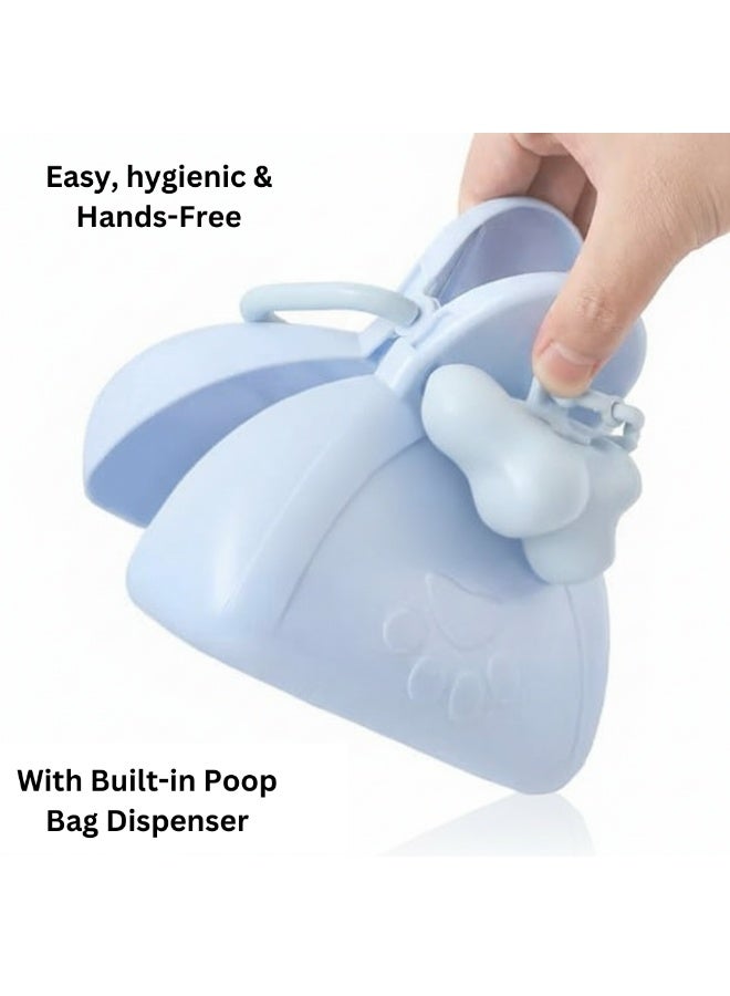 funkypets Dog & Cat Poop Scooper with Bag Dispenser – No-Touch Handheld Pet Waste Picker, Portable Sanitary Poop Cleaner for Dog Walks, Attachable to Leash, Harness or Waist – Includes 15 Bags (Blue) - Image 2