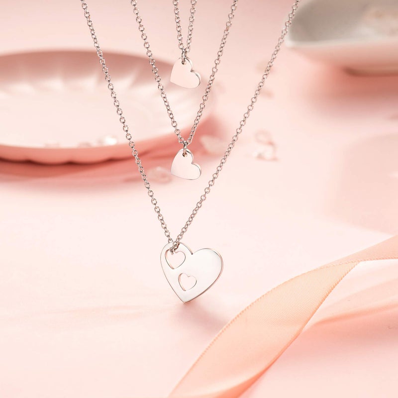 MANVEN Mom Mother Daughter Necklace Set for 3 Heart Matching Mommy and Me Jewelry from Mom Birthday Gift for Daughter Women - Image 3