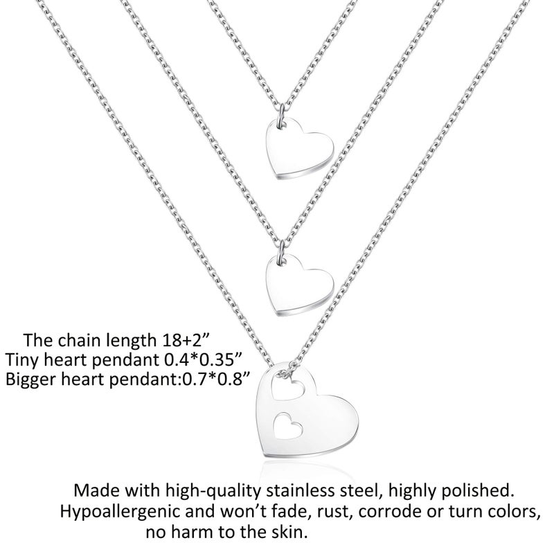 MANVEN Mom Mother Daughter Necklace Set for 3 Heart Matching Mommy and Me Jewelry from Mom Birthday Gift for Daughter Women - Image 5