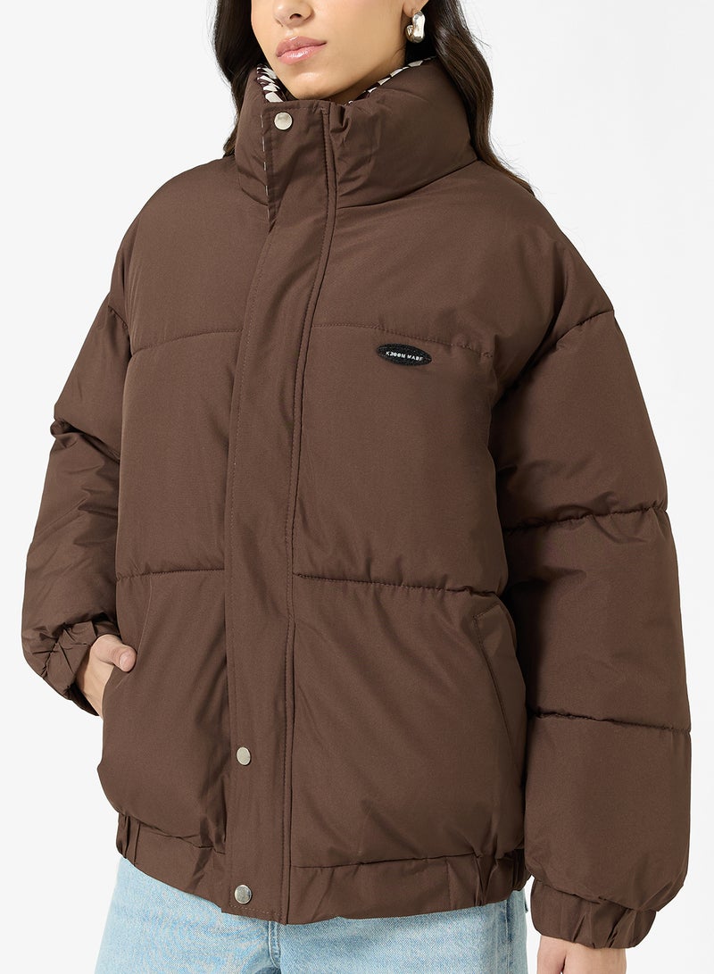 جينجر جاكيت مبطن بسحاب ورقبة عالية - Image 3